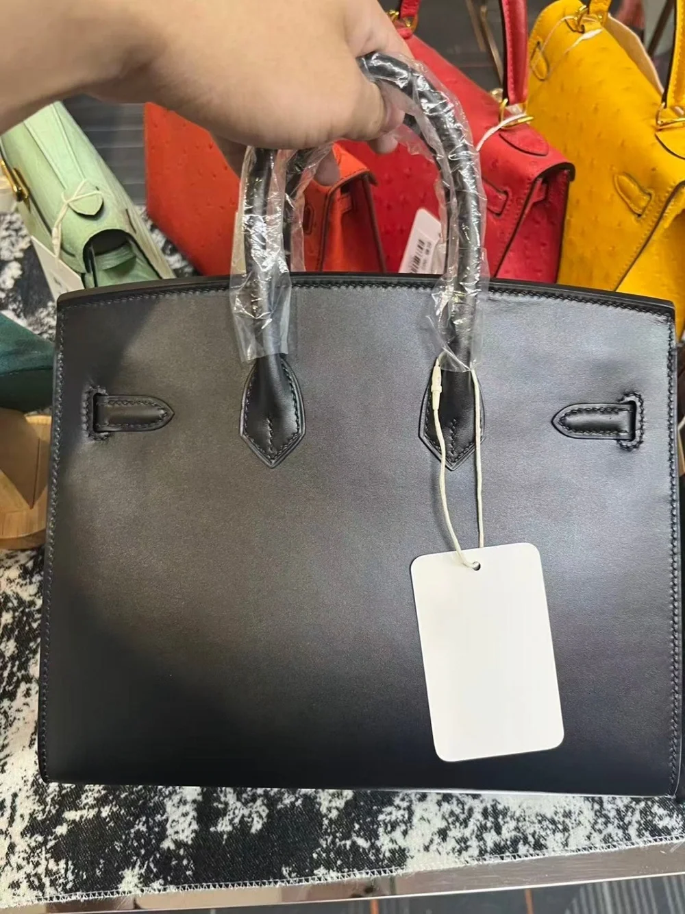 H BIRKIN SO BLACK 25 HANDMADE SELLIER CALFSKIN BOX LEATHER RVD HARDWARE